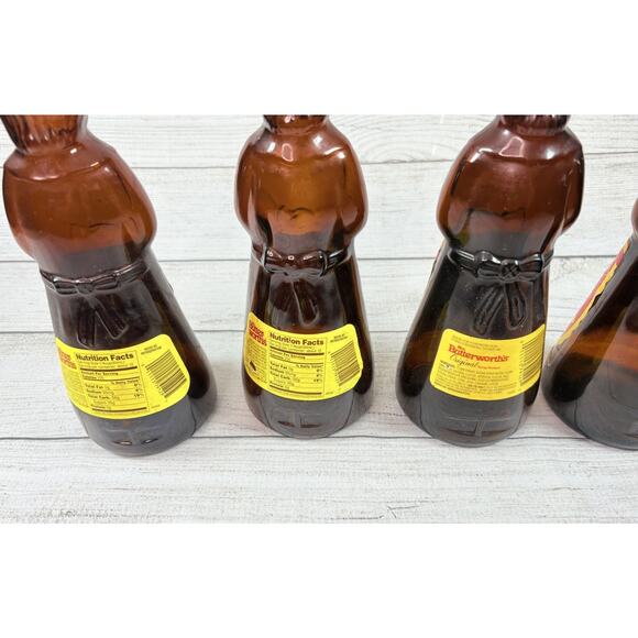Vintage Mrs. Butterworth’s Syrup Amber Glass Bottle 12&24 Oz w/ Plastic Cap Lot - Picture 7 of 9